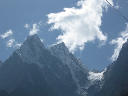 badrinath - ice, blue sky, cloud, himalaya