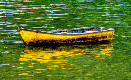 Boat - yellow, water, green, boat