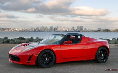 Tesla Roadster - tesla, car, roadster, red