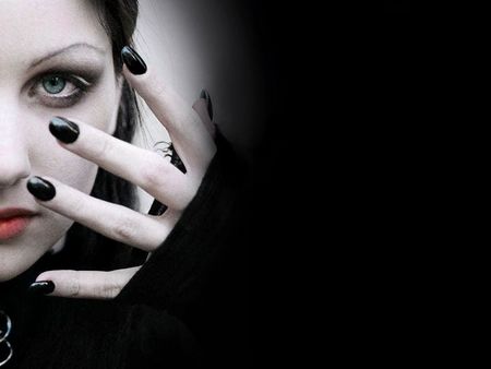 Helping Hand - face, goth, nails, dark, hand, girl, robe