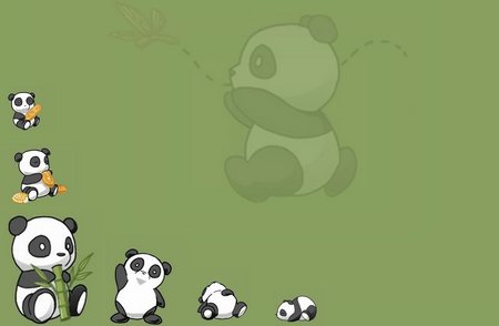 Pandas on green - bear, abstract, green, panda, wildlife