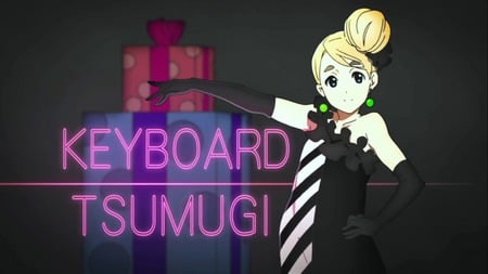 K-ON! Keyboard Tsumugi - mugi-chan, black dress, gift, k-on, music, tsumigi, keyboard, blonde