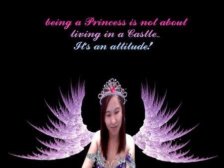 Princess - innocent, maiden, crown, beauty, lovely, pink, black, lady, wings, princess