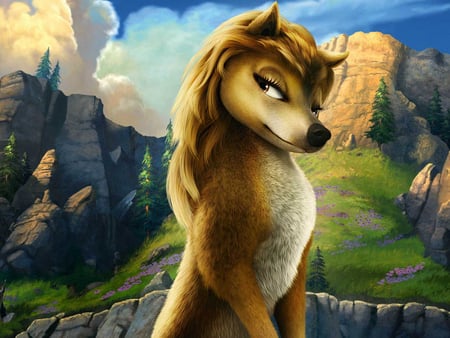 Foxy Lady - vixen, animal, female, fox, mountains