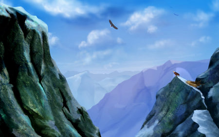 Eagle Nest - sky, eagles, mountains, flight, birds