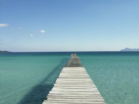 Mallorca - green water, island, dock, pier, mallorca