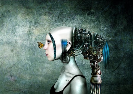 r - butterfly, girl, robot, other