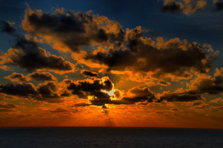 Sunset at sea - ocean, sunset, sea, clouds