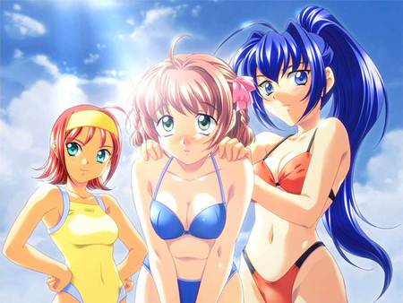 Fun at the Beach - anime, girls, fun, beach