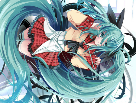 miku - gree hair, miku, kawaii, sexy