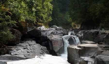 Granite Falls 1 - widescreen, river, trees, waterfall, washington, rocks, fish ladder