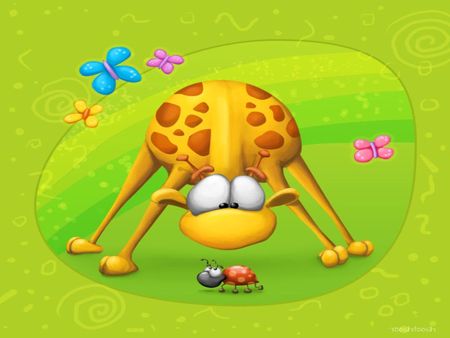 cute giraffe - cute, giraffe, cartoon, colourful