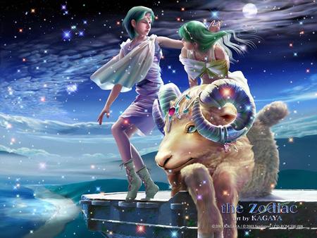 Aries - lamb, stars, new age, space, boy, sheep, kagaya, zodiac, zodiac sign aries, moon, ram, sign, aries, girl, fantasy art, fantasy, astrology, signs