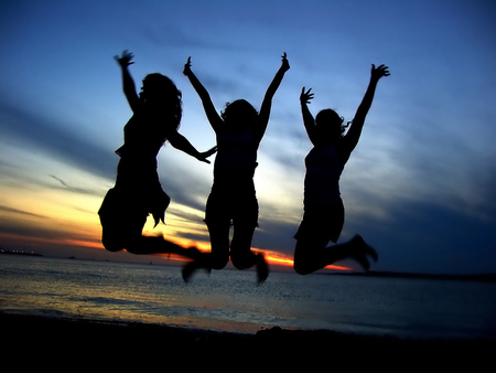 Three_Friends_Celebrating - girls, photography, abstract, friends