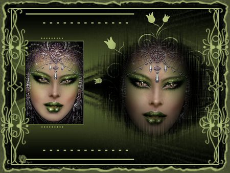 green world - woman, green, fantasy, world