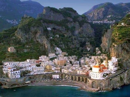 Town-Atrani-Amalfi-Coast-Italy - seaside, italy, atrani, coast, picture, village, cool, town, amalfi