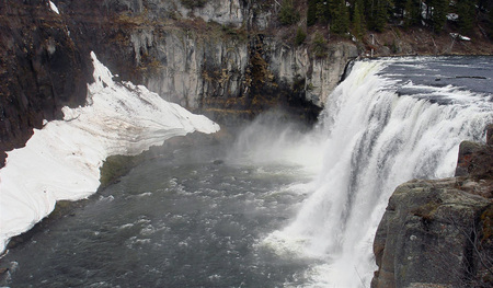 Falls and Snow - ice, waterfalls, winter, cold, snow, washington, rocks