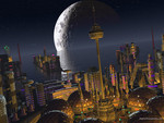 city moon view