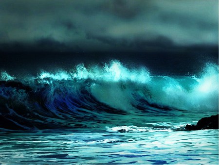 The wave - foam, blue, rolling, crashing, ocean, wave