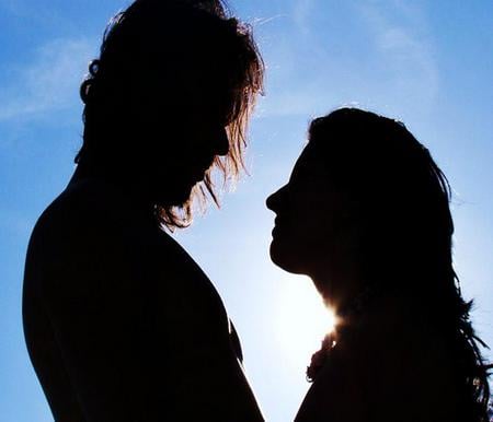 Look of Love - woman, love, silhouette, man, blue sky