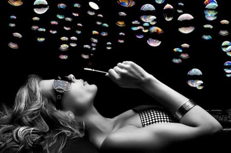 Soap bubbles - bubbles, soap, lady, like