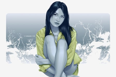 chinese girl - lady, girl, chinese, illutration