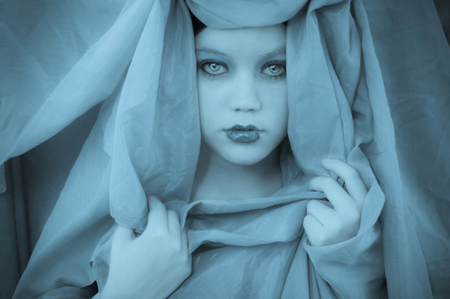 Ice Druid - beautiful, girl, eyes, veils, shroud