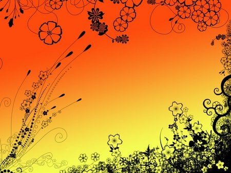 Wild nature - flower, orange, yellow, vector, abstract