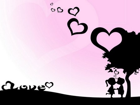 Love - pink, heart, silhouette, love, couple