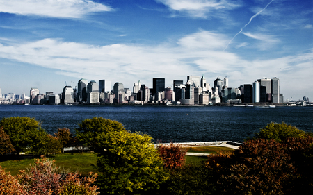 New York Skyline - new york, plants, sea, skyscrapers