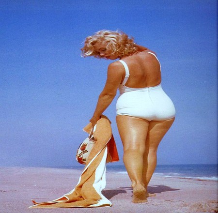 Marilyn the person - beach, marilyn monroe, towel, sand, bathing suit