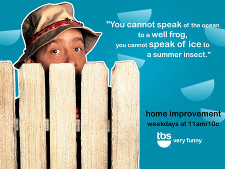 Home Improvent - outside, fence, neighbour, hiding face, tv, series, mr wilson, friend