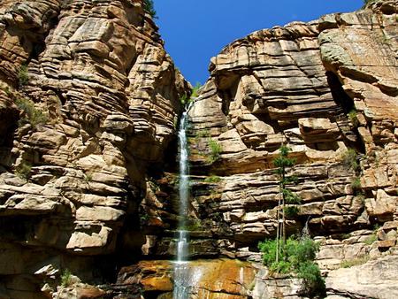 Waterfall - nature, sky, waterfall, cliff