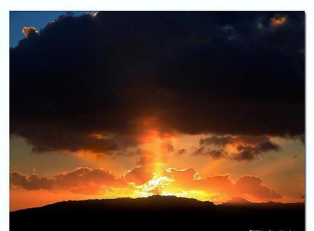 Fire in the blackness - dark clouds, fiery, orange, sunset, gold