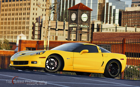 Yellow 2009 Chevrolet Corvette C6 Z06 - z06, yellow, c6, vette, 2009, chevrolet, corvette, chevy