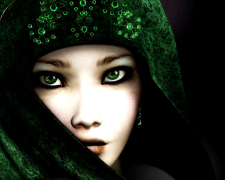 Dark Green Beauty - eyes, arabic, green, dark