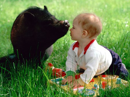 Rubbing noose - animal, noose, child, grass