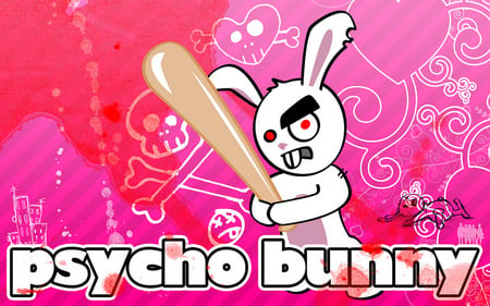 psycho bunny - psycho, baseball bat, psycho bunny, pink, bunny, skull