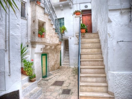 Cisternino - stairs, cisternino, flowers, house