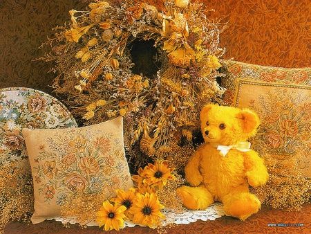 Teddy 09 - bear, sunflower, cute, teddy, flower, sweet