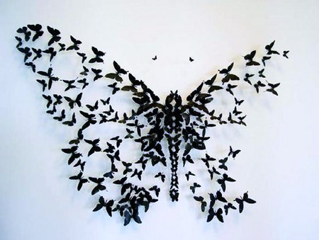 Butterfly art - art, butterfly, shape, black, butterflies