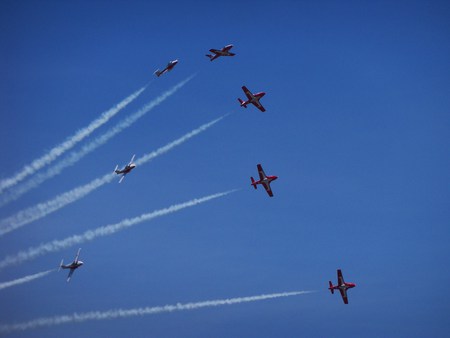 air show went well - sky, red, planes, snowbirds