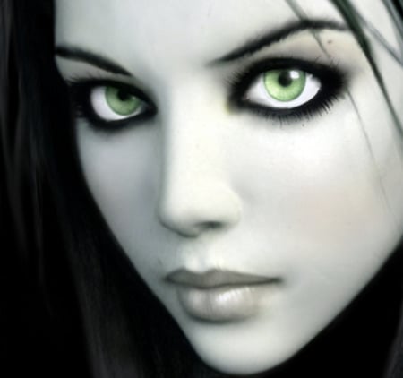 I look at you... - black, girl, grey, green