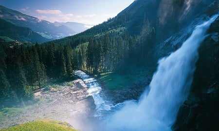 European Waterfall - european, waterfalls, multicolor, scenery, rivers, scene, scenario, widescreen, land, plants, nice, moss, paysage, beauty, colors, natural, stones, wonderful, pines, white, paisage, nature, green, shadows, background, lakes, wallpaper, cascades, europe, foam, blue, amazing, landscape, grass, desktop, creeks, leaves, forests, wonderfall, sky, clouds, trees, water, beautiful, falls, cool, paisagem, colorful, cenario, awesome, lagoons, panorama, cena, leaf, rocks