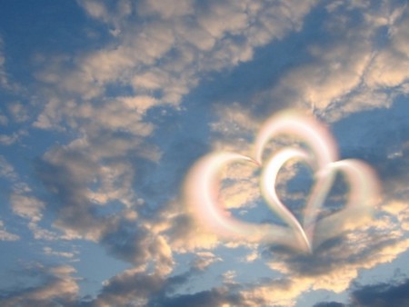 Clouds Hearts - clouds, together, hearts, two