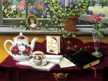 friend - card, teapot, bible, flower