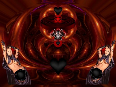 Keepers of the Dark Heart - eye candy, collage, 3d, fractal, abstract