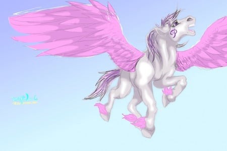 pegasus - hores, white, wings, flying, pegasus, pink