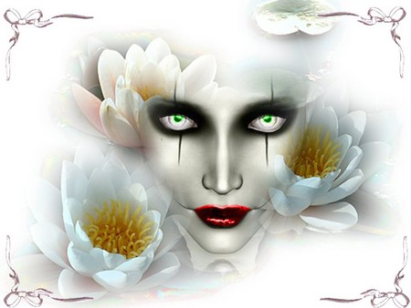 The Mask Tears - face, beauty, mask, flower