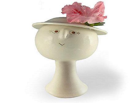 Just for one - hat, vase, single flower, woman, pink